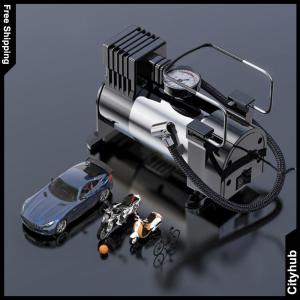 12V Portable Air Compressor with Pressure Gauge Electric Tire Inflator Heavy Duty Tire Inflator Car Tire Inflatable Pump