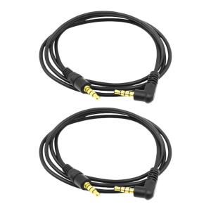 2Pcs 3.5mm 4 Section Acoustic Cable Straight Head to Right Angle for Phone Computer Speaker Stereo and Mic Support