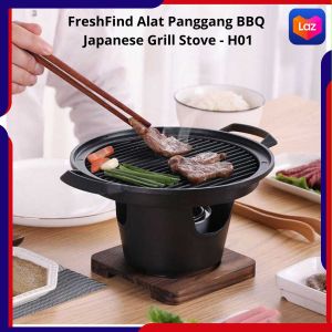 COD FreshFind Alat Panggang BBQ Japanese Grill Stove - H01 /  alat panggang barbeqiu outdoor terbaru terlaris anti lengket cepat panas besi tahan karat bulat tebal berkualitas tinggi ala-ala korea paket lengkap bahan terbaik viral rekomended paling bagus