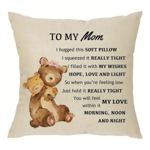 Linen Pillow Case 45x45cm Cushion Cover Heartfelted Gift for Mums Birthday or Mothers Day Home Decoration