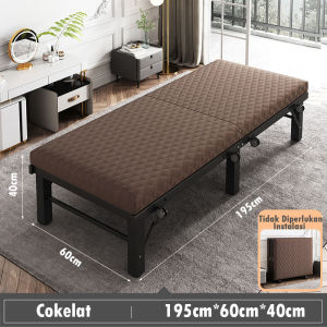 Tempat Tidur Besi Lipat Tempat Tidur Lipat Berwarna Coklat Sandaran Kepala Kuat Opsional Miminalis Modern