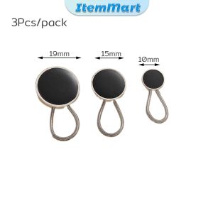 3Pcs/pack Adjustable Metal Jeans Button Spring Elastic Waist Extender for Pants/Skirt ItemMart