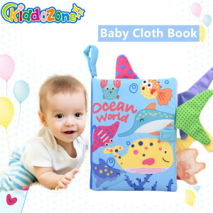 KiddoZone Animal Cloth Book Fabric Books Kids Cartoon Animal Toy Book Soft Baby Cloth Books Early Learning Sensory Educational Toys Rustle Sound 3D Tail Educational Touch and Feel Crinkle Books for Boys & Girls Toddler Infants Baby Children Toys
