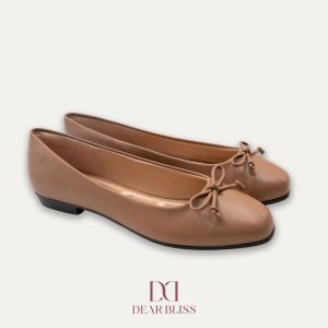 DEAR BLISS Adria Napa Tan Bow Ballet Flats