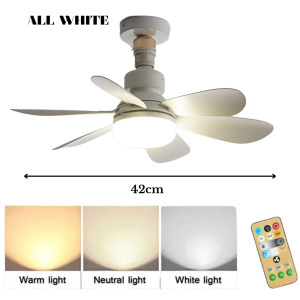 E27 Tri Color Ceiling Fan Light 3 Speeds Lighting Modes Adjustable Led Bulb Wireless Remote Control 6 Blades Silent Easy Install For Study Living Room