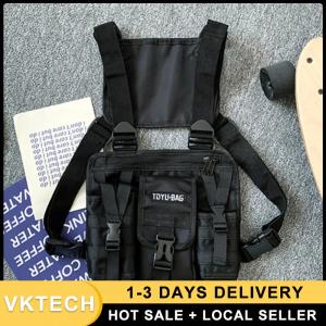Casual Vest Bags Oxford Cloth Molle Chest Packs Adjustable Multiple Pockets Lightweight for Hiking Travel Cycling