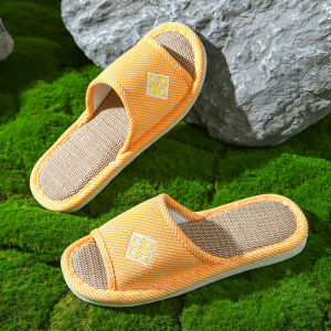 Couples cotton and linen indoor slippers non-slip wear-resistant silent non-stinky floor