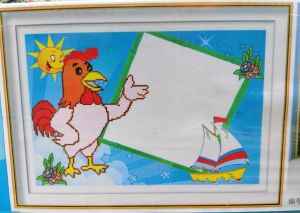 Tranh đính đá tuổi con gà có dán hình em bé (về tự đính) YN5112