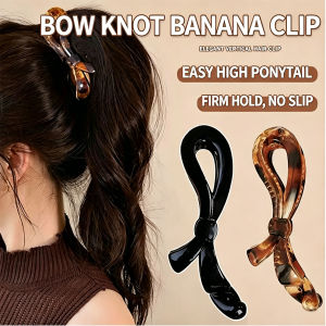 Leopard Print Bow High Ponytail Banana Clip Grips Hair Clip Hairpin Vertical Clip Accessory