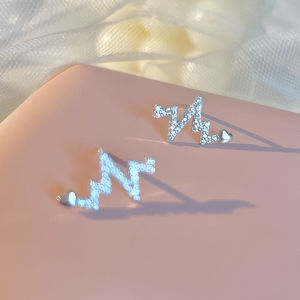 🔥พร้อมส่ง 🔥 BYB ต่างหู be your bag ก้านเงินแท้ S925 Heartbeat สีเงิน สีทอง Code 2118 (B14)