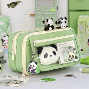 JIAOD ดูดีมีสไตล์ กระเป๋าดินสอ9ชั้น ความงามสวยงาม แพนด้าคาลิปบาร่า ถุงเก็บเครื่องเขียน มัลติฟังก์ชั่ ผ้าใบแคนวาส กระเป๋าดินสอความจุขนาดใหญ่ โรงเรียนออฟฟิศออฟฟิศ