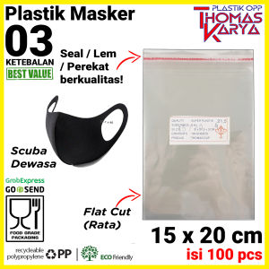 Plastik OPP Seal 15x20 Tebal Isi 100 Kantong Bening Kemasan Masker Scuba Undangan Brosur Roti Kue Lem Seal Perekat