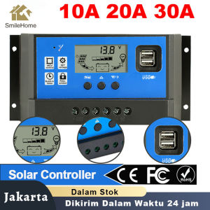 ( COD Dalam Stok )Solar Charge Controller LCD LED Display Solar PWM 12V/24V 10A 20A 30A 50A 60A USB Panel Surya Charge solar panel sel surya panel surya pembangkit listrik tenaga surya waterproof solar panel poly