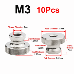 MIRELINA M3 M4 M5 M6 M8 M10 Knurled Nut GB806 Standard 304 Stainless Steel Thumb Nut Durable Clamping Nut