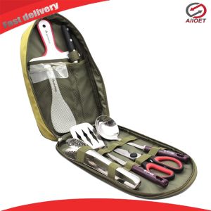 【Alloet】 8 Piece Camping Cooking Utensil Set Portable and Lightweight for Outdoor Hiking and Picnic