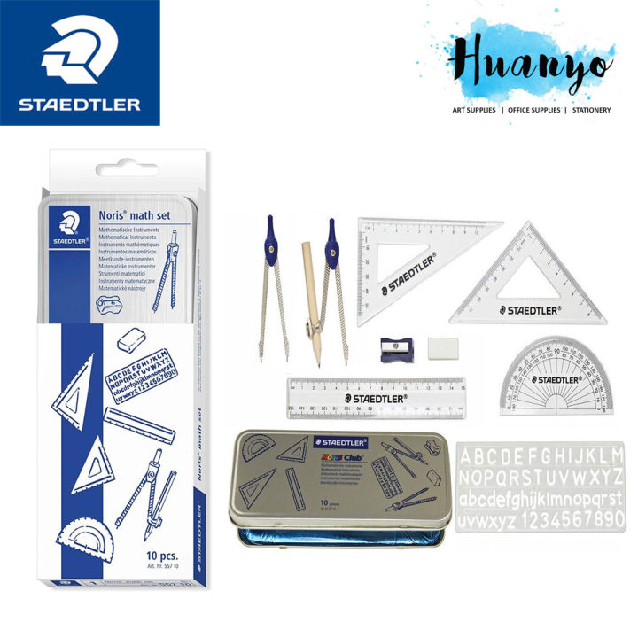 Staedtler Stainless Steel Math Set With Ruler, 2 Triangles, Protractor