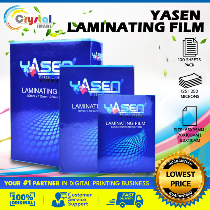Laminating Film ID Size 100s (65mmx95mm/70mmx100mm/80mmx110mm) Yasen 125/250 Microns (1BOX