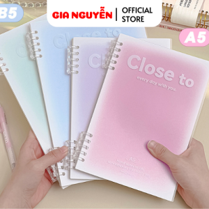 Sổ còng Binder Moka - Dòng kẻ ngang - 120 Trang - Màu Pastel dễ thương A5/B5 Có thể thay ruột