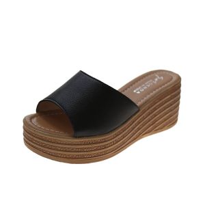 [Free Shipping] 2026 Summer New Style Slip-On Sandals Ethnic Style Outdoor Wear Platform Thick-Soled Sandals Beach Shoes