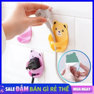 Giá móc dán treo tường hình gấu kẹp giữ phích cắm dây điện đỡ củ cốc sạc cố định cáp đa năng tiện lợi - Gấu kẹp dây điện/ Móc Dán Tường Hình Thú Kẹp Giữ Dây Điện/ Giá Đỡ Sạc Điện Thoại