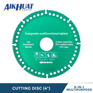 6 In 1 Diamond 4” Cutting Disc 3.5mm Thickness 4" x 3.5mm x 20mm Cutting Blade Tile Marble 4" Mata Pemotong