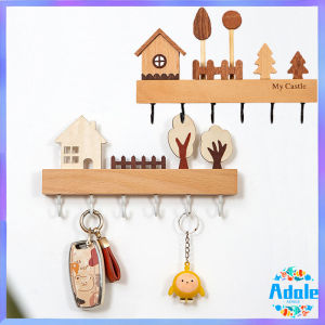 Solid Wood Wall Mount Key Hanger Wall Hook Key Holder Home Accessories Penyangkut Baju 鑰匙 收納架
