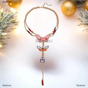 [COD] Biubiuni Phóng đại nhiều lớp kim loại dài chuỗi bướm Vòng cổ phong cách bohemian phụ nữ thời trang mùa hè bãi biển trang sức phụ kiện