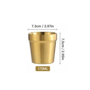 Korean 304 Stainless Steel Double Layered Cup Beer Mug for Tea Coffee Cup Drink Ware Hot Water Mug Golden Coffee Cup Set Cups and Mugs