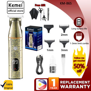 Kemei KM-865 Gold Cordless Professional Hair Trimmer Electric Clippers for Men Cordless Professional Beard Hair Clipper Cut Hair Cutting