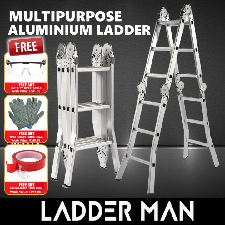 Multipurpose Ladder Foldable Heavy Duty Tangga Aluminium Ladder Double