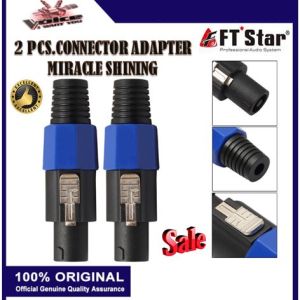 2 pcs Miracle Shining Speakon NL4FC Locking Amp Speaker Connector Adapter 4 Pin Cable Plug with rubber booth for cables
