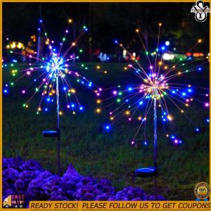 2Pcs LED Sparklers Firework Lamp Waterproof Smart Sparklers Firework LED String Light Outdoor Solar Fairy Lights for Yard Garden Flowerbed Party Decor