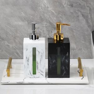 FDO0009 Resin Hand Sanitizer Bottlle Imitation Marble Light Luxury Refillable Liquid Hand Soap Jar Shampoo and Conditioner Dispenser Nordic Style Lotion Bottlle Bathroom