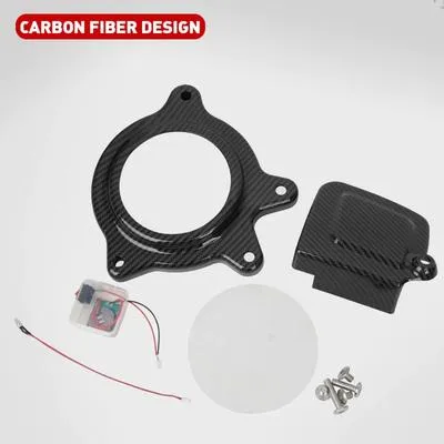 Motorcycle Led CVT Cover for Yamaha NMAX / Aerox V2 with LED Light Box and Bolts Waterproof Acrylic 6D Carbon
