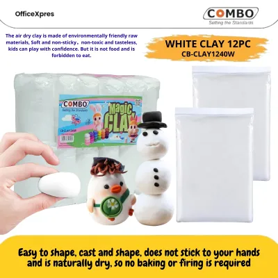 White Magic Clay / Clay Putih / Mainan Anak Clay 12 Pcs / Air Drying Clay / Mainan Anak Tanah Liat Putih / DIY Project Clay COMBO