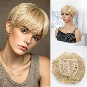 SUTONGXUE Nhẹ Tóc giả ngắn dùng hàng ngày Kẹp vào Nối tóc Tóc mái giả Tóc mái trên đỉnh đầu Tóc giả Mái tóc giả dành cho tóc mỏng