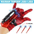 Mainan Anak Senjata Superhero Sarung Tangan Spider Tembakan Pistol Jaring Laba Laba Merah Shooter. 