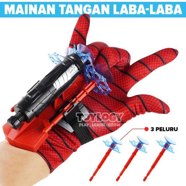 Mainan Anak Senjata Superhero Sarung Tangan Spider Tembakan Pistol Jaring Laba Laba Merah Shooter