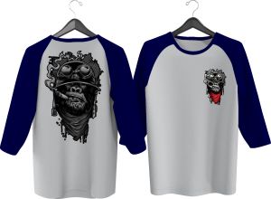 KAOS RAGLAN PRIA WARNA SABLON GORILA  \ KAOS RAGLAN PRIA LENGAN 3\4 ATASAN PRIA / KAOS MURAH / KAOS DISTRO / KAOS SIMPLE / T-SHIRT PRIA