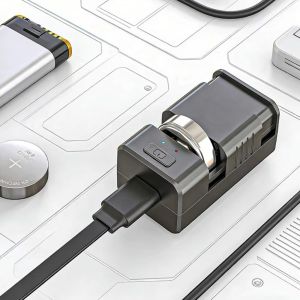 CHLOCH Phổ quát Bộ sạc pin dạng đồng xu Sạc Type-C Đèn báo LED Thiết bị sạc pin Nhỏ gọn Bộ sạc pin có thể sạc lại dành cho pin dòng LIR