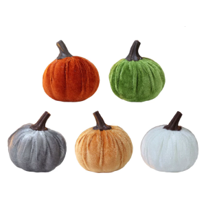 Decorative Velvety Finish Faux Pumpkin Fall Decorations Thanksgiving Harvest Party Accent for Indoor Outdoors Use