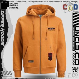 Jaket Zipper Hoodie Pria Sablon Nothing Warna Pink Size M-XXL COD