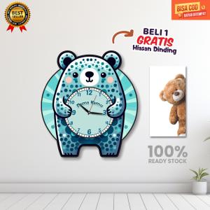 Grosir jam dinding Beli 1 GRATIS 1 hiasan dinding/jam dinding anak Tema Bear/jam dinding karakter anak /jam dinding aesthetic/Hiasan dinding/jam dinding
