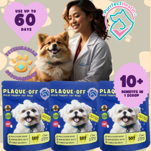 Purrfect Health dental plaque-off beef powder health vitamins for dogs pet supplements removes bad breath tartar