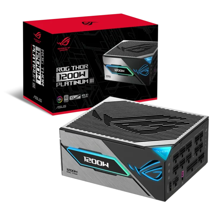 # ASUS ROG Thor 1200W Platinum III - 80+ Platinum ATX 3.1 (PCIe 5.1) Fully Modular PSU With Magnetic OLED Display #
