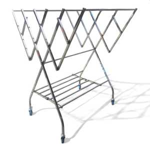 THL Extra Strong Foldable Stainless Steel Clothes Drying Rack with Windproof Design and Heavy-Duty PVC Wheels