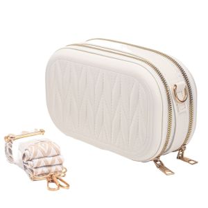 KINTHAZER แบบพกพา กระเป๋าแต่งหน้าสำหรับเดินทาง ทันสมัย หนัง PU กระเป๋าสะพายข้างทรงสี่เหลี่ยม วินเทจ พร้อมสายรัด กล่องเก็บเครื่องสำอาง ชุดลำลอง