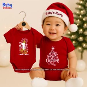 My First Christmas & New Year Baby Onesie Set + Personalized Santa Hat    Baby Onesies PH