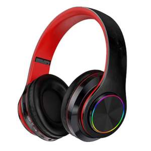 Foldable Bluetooth Headphone with Mic HiFi Stereo Portable LED Light Headphone Wireless Headset Sports Headset Wireless Headphones Light Up