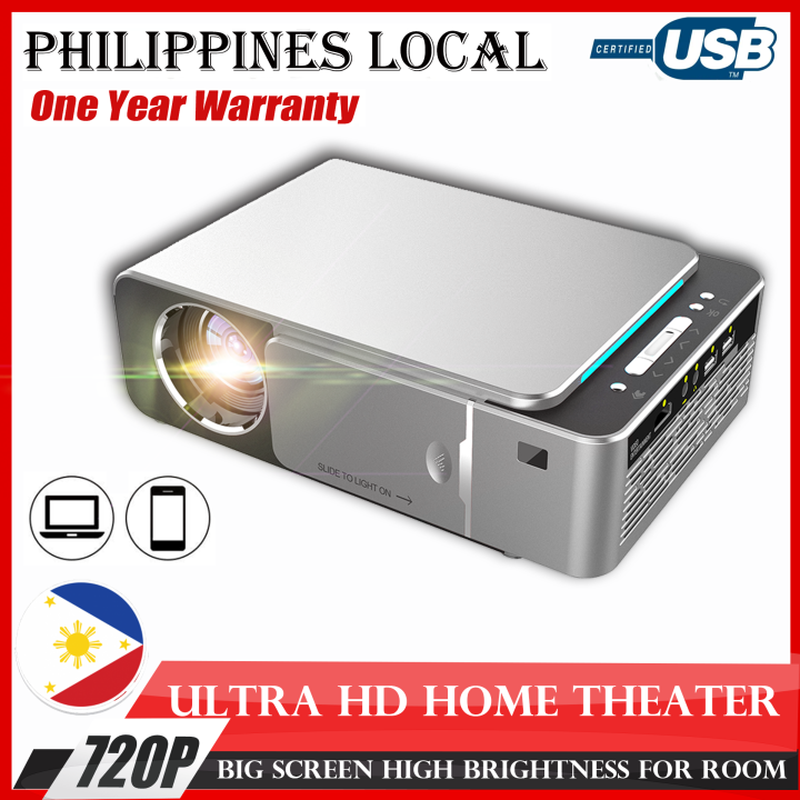 【Philippines Seller】Y6 4K Projector Mirroring for Phone Laptop LED LCD